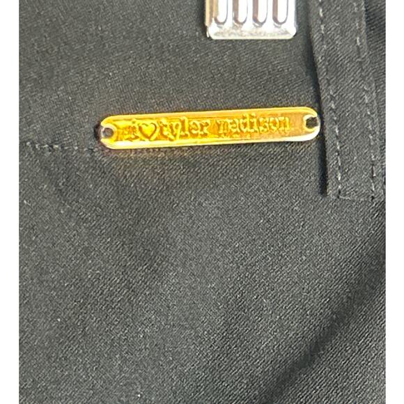 ILTM Women’s Small Black “The Gwyneth” Tuxedo Pants Gold Stripe Ankle Skinny NWT - Picture 8 of 10